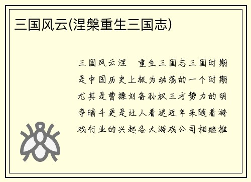 三国风云(涅槃重生三国志)
